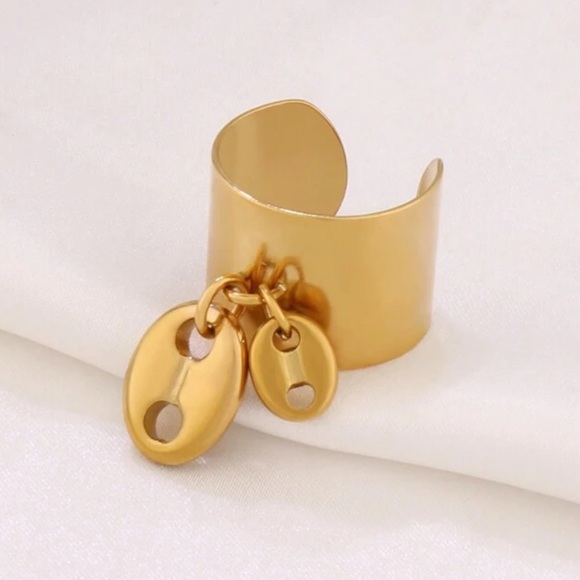 Luzy Jewelry Jewelry - Stylish Gold Mariner Link Charm Open Adjustable Statement Ring